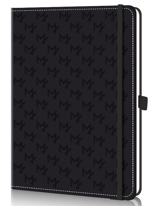 Schwarzes Notizblock mit gestanztem MZ Logo, A5 Format