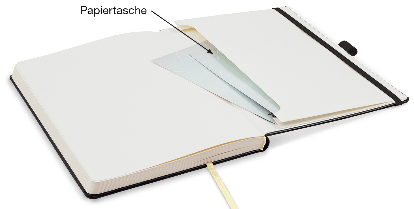 Notizbuch mit praktischer Beuteltasche innen